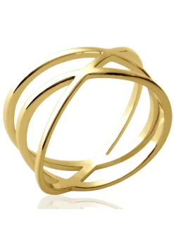 Bague Brillaxis triple rangs entrelacés dorés