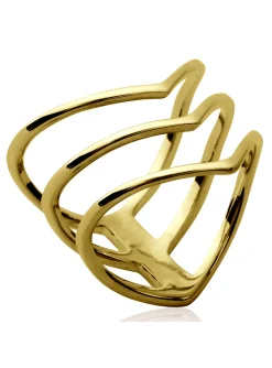 Bague Brillaxis triple V dorée