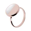 Bague Bronzallure disque demi-lune nacre blanche