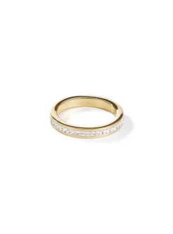 Bague Coeur de Lion acier doré et cristaux blancs_x005f_x000D_T52