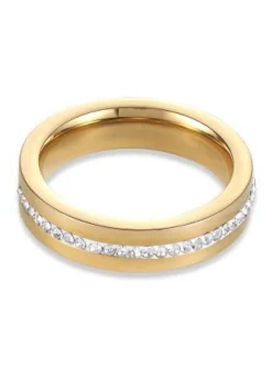 Bague Coeur de Lion large doré et cristaux blancs_x005f_x000D_T54