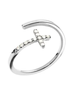 Bague croix argent 925 et oxydes de zirconium