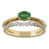 Bague double anneau or jaune émeraude diamants