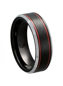 Bague Jourdan Francisco tungstene noir et rouge