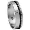 Bague Jourdan Heimball acier câble diamant