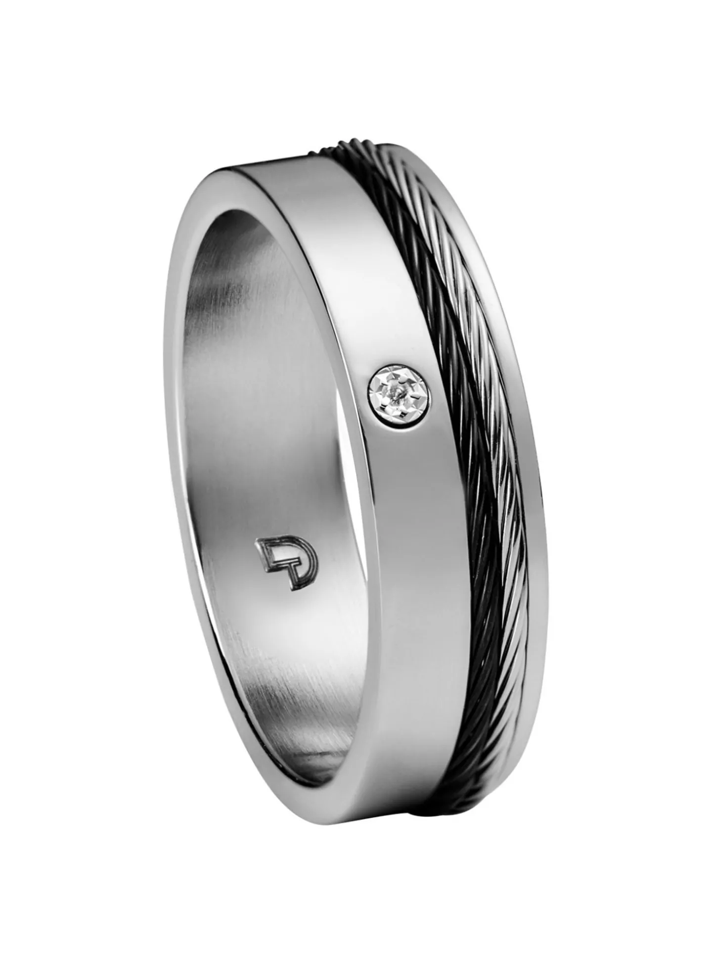 Bague Jourdan Heimball acier câble diamant