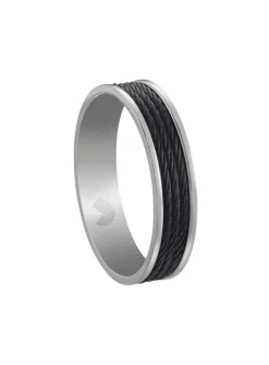 Bague Jourdan Homme Acier et cable noir T62_x005f_x000D_Golet
