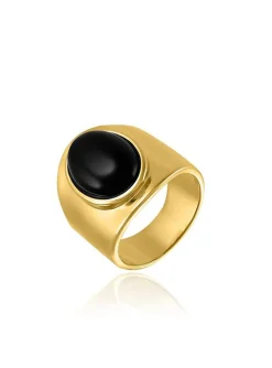 Bague large AGATHA MOPA - Noir - Doré - 52 -