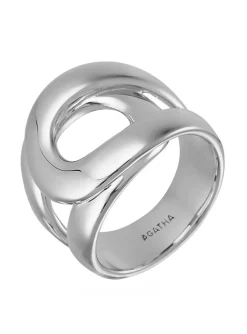 Bague large CURVE Agatha, Argenté