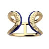 Bague large Les Cadettes laque bleu marine