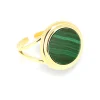 Bague large Zag Bijoux Mathéa acier doré malachite
