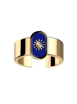 Bague Les Cadettes Felicidad laque bleue nuit oxyde