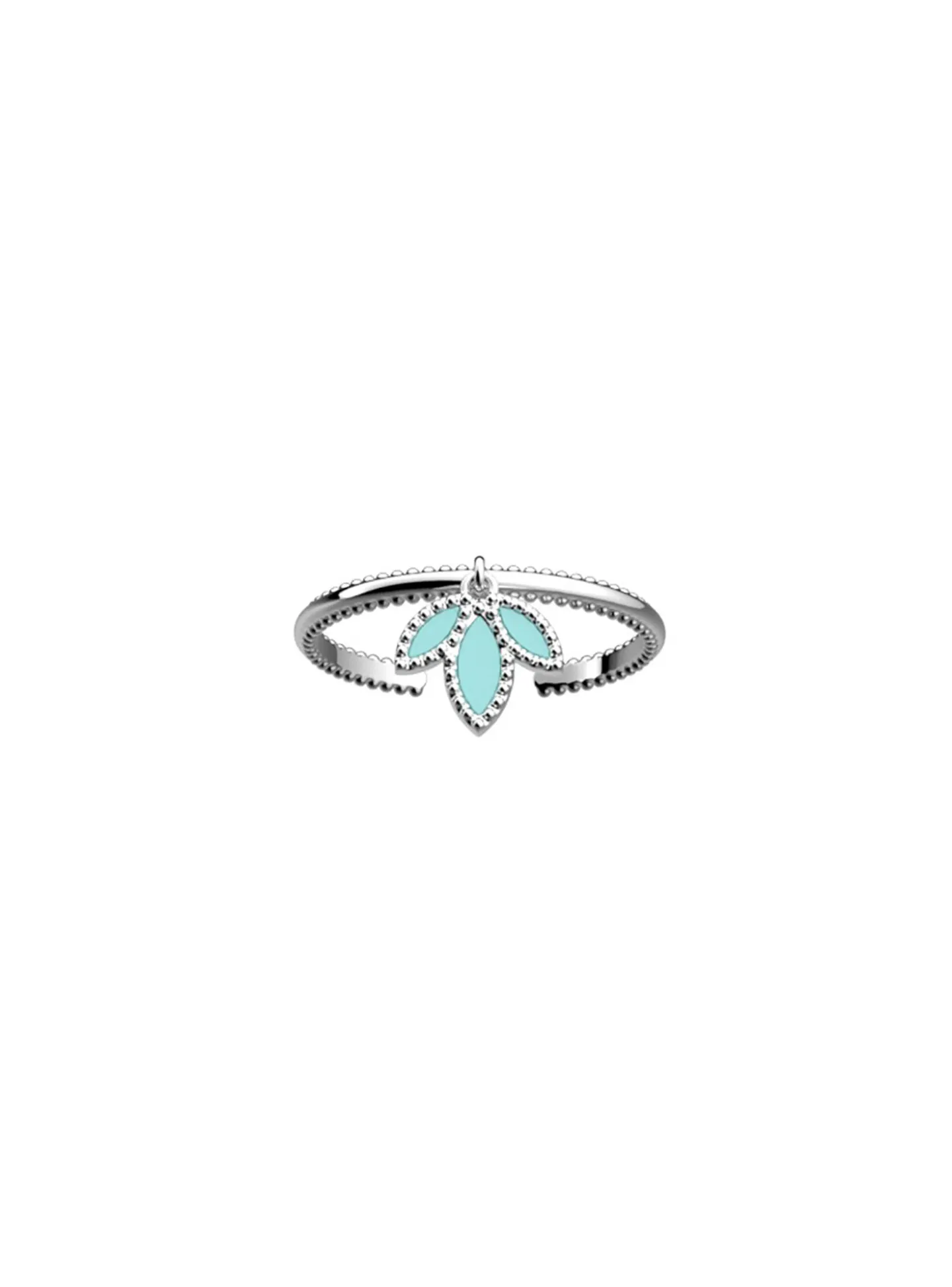Bague Les Cadettes Lotus argentée avec pampille