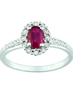 Bague marguerite rubis diamant or 750/1000