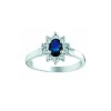 Bague marquise saphir diamants or blanc 18 carats