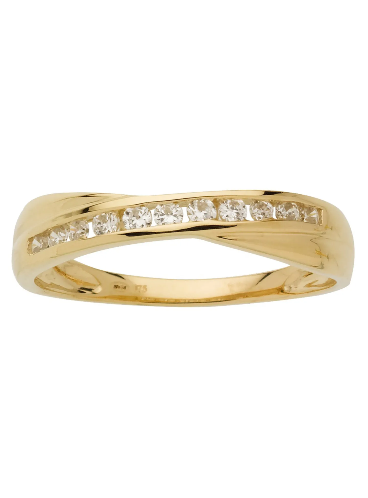 Bague motif croisé oxydes or jaune 375/1000