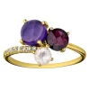 Bague or 9 carats améthyste rhodolite quartz oxydes
