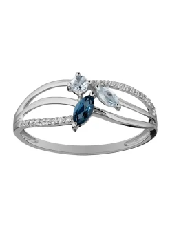 Bague or 375/1000 topazes oxydes de zirconium