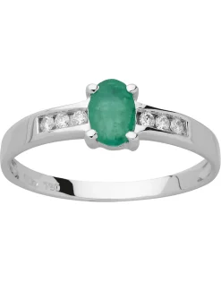 Bague or blanc 18 carats emeraude diamants