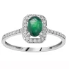 Bague or blanc 9 carats émeraude oxydes