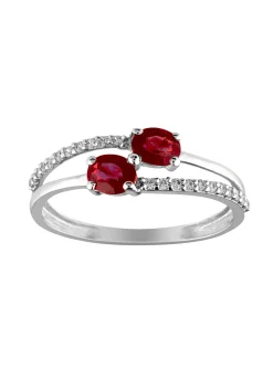 Bague or blanc 18 carats rubis diamants