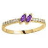 Bague or jaune 18 carats améthyste diamants