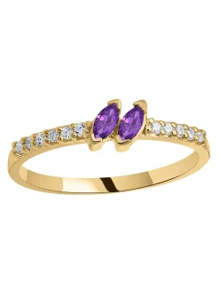Bague or jaune 18 carats améthyste diamants