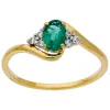 Bague or jaune 9 carats émeraude ovale oxydes