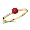 Bague or jaune rubis 4 griffes diamants