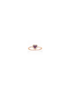 Bague or rose , diamant et rubis