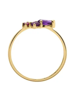 Bague or saphir rose améthyste rhodolite