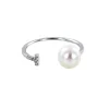Bague ouverte or 18 carats perle de culture diamants