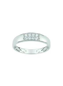 Bague oxydes de zirconium en or blanc 9 carats