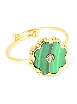 Bague réglable Zag Bijoux Flore malachite
