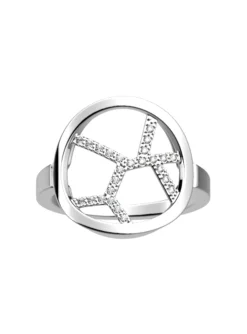 Bague ronde Les Georgettes argentée oxydes 16 mmcollection Girafe