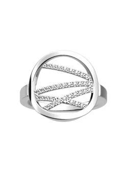 Bague ronde Les Georgettes argentée oxydes 16 mm collection Liens
