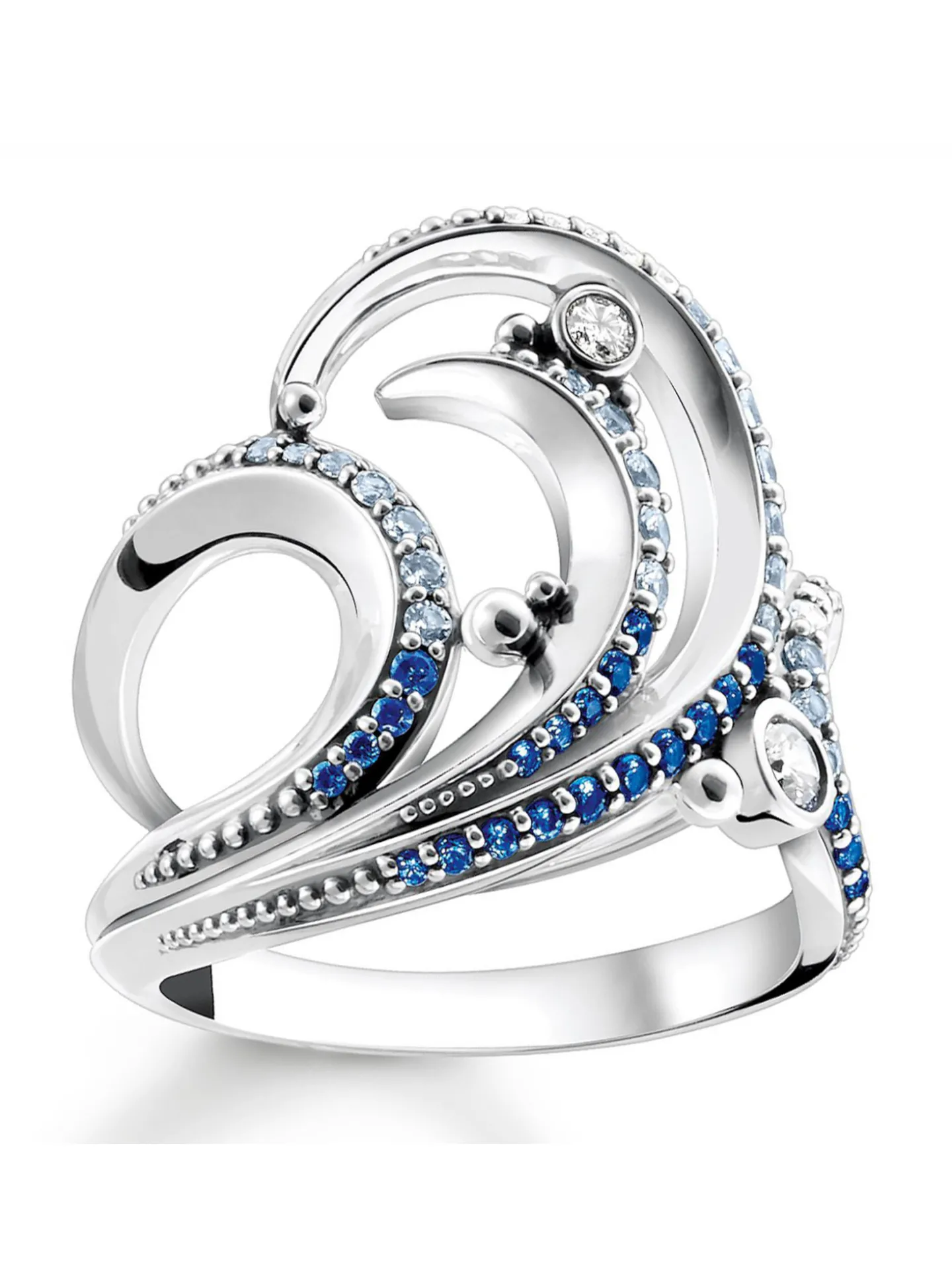 Bague Thomas Sabo argent vague empierrée