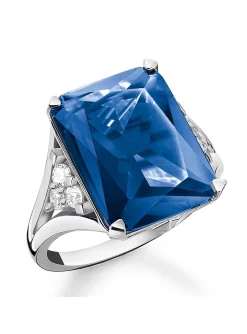 Bague Thomas Sabo argent pierre bleu marine