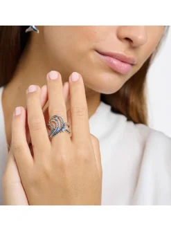 Bague Thomas Sabo argent vague empierrée