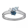 Bague topazes oxydes de zirconium or blanc 9 carats