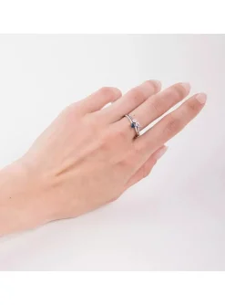 Bague topazes oxydes de zirconium or blanc 9 carats