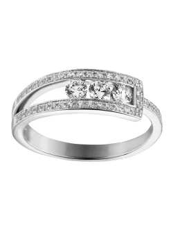 Bague trilogie diamants or blanc 18 carats