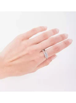 Bague trilogie diamants or blanc 18 carats