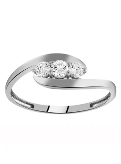 Bague trilogie or blanc 9 carats