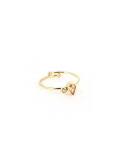 Bague Zag acier doré réglable_x005f_x000D_oxydes de zirconium nude