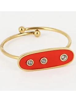 Bague Zag acier doré réglable corail_x005f_x000D_oxyde de zirconium