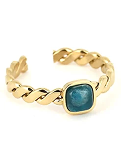 Bague Zag acier doré réglable apatite