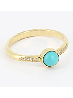 Bague Zag acier doré turquoise