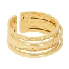 Bague Zag Bijoux acier doré martelé