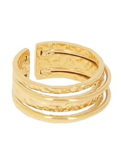 Bague Zag Bijoux acier doré martelé